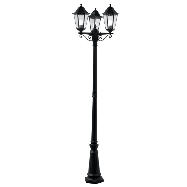 Alex Ip44 Black 3 Light Outdoor Post Lamp With Clear Glass | Bed Sava