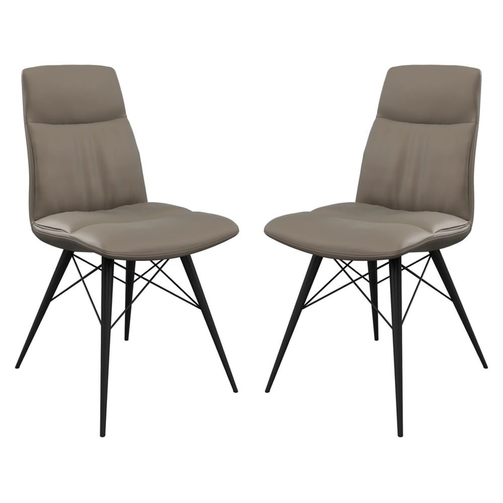 Alexander Taupe Leather Dining Chairs In Pair