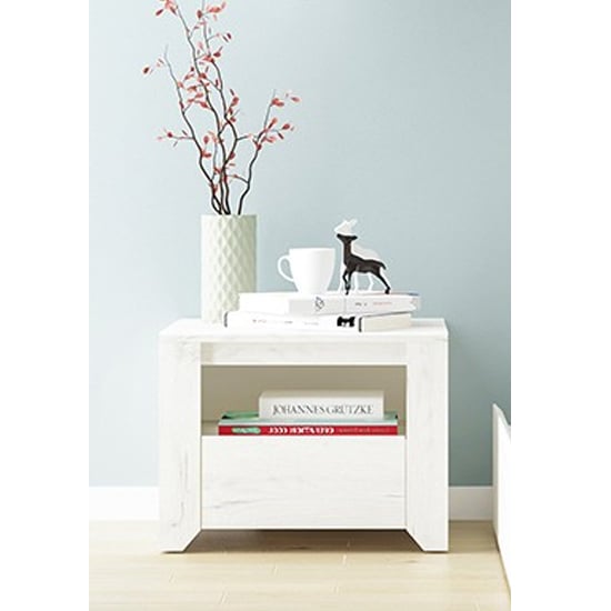 Alink Wooden Bedside Cabinet With 1 Drawer In White