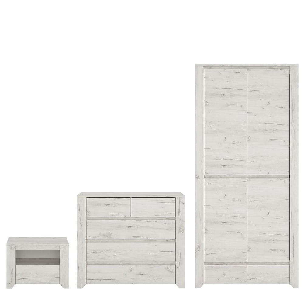 Alink Wooden Furniture Set With 2 Doors Wardrobe In white Oak
