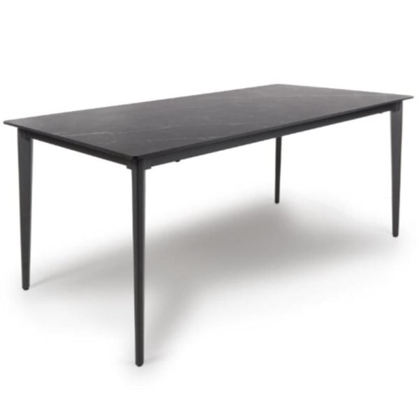 Aliso Large Sintered Stone Dining Table In Black Marble Effect | Bed Sava