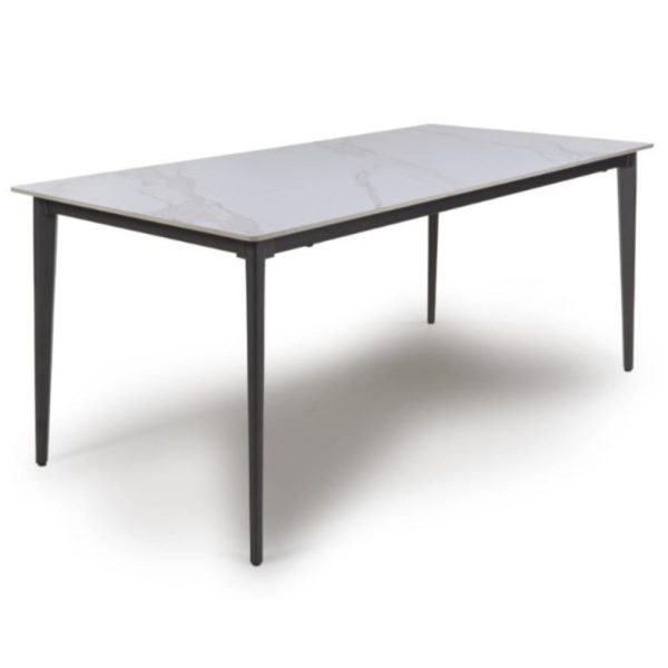 Aliso Large Sintered Stone Dining Table In White Marble Effect | Bed Sava