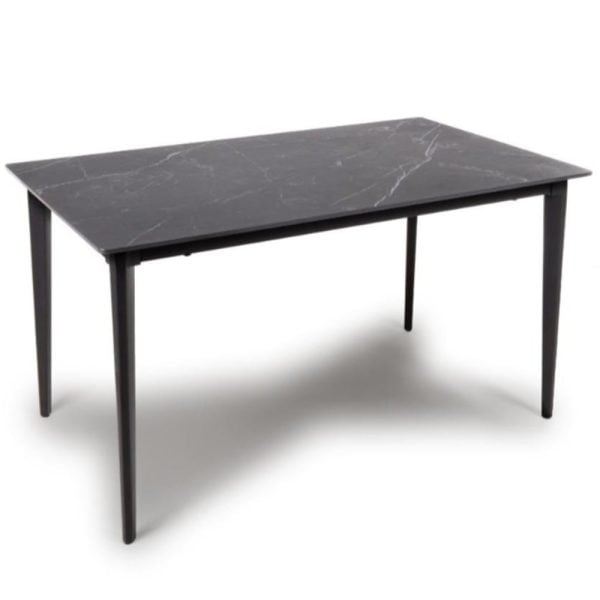 Aliso Small Sintered Stone Dining Table In Black Marble Effect | Bed Sava