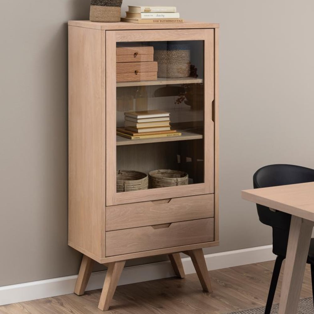 Alisto Wide Wooden Display Cabinet In Oak White