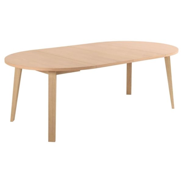 Alisto Wooden Extending Round Dining Table In White Oak | Bed Sava