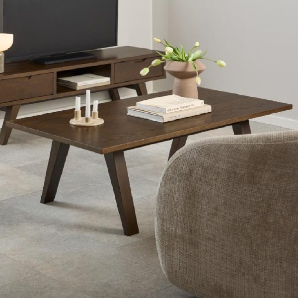Alisto Wooden Rectangular Coffee Table In Smoked Oak | Bed Sava