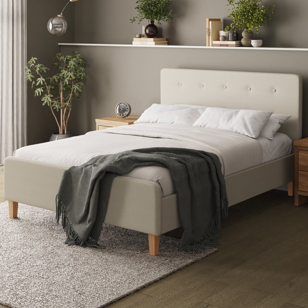 Alkham Fabric King Size Bed In Natural