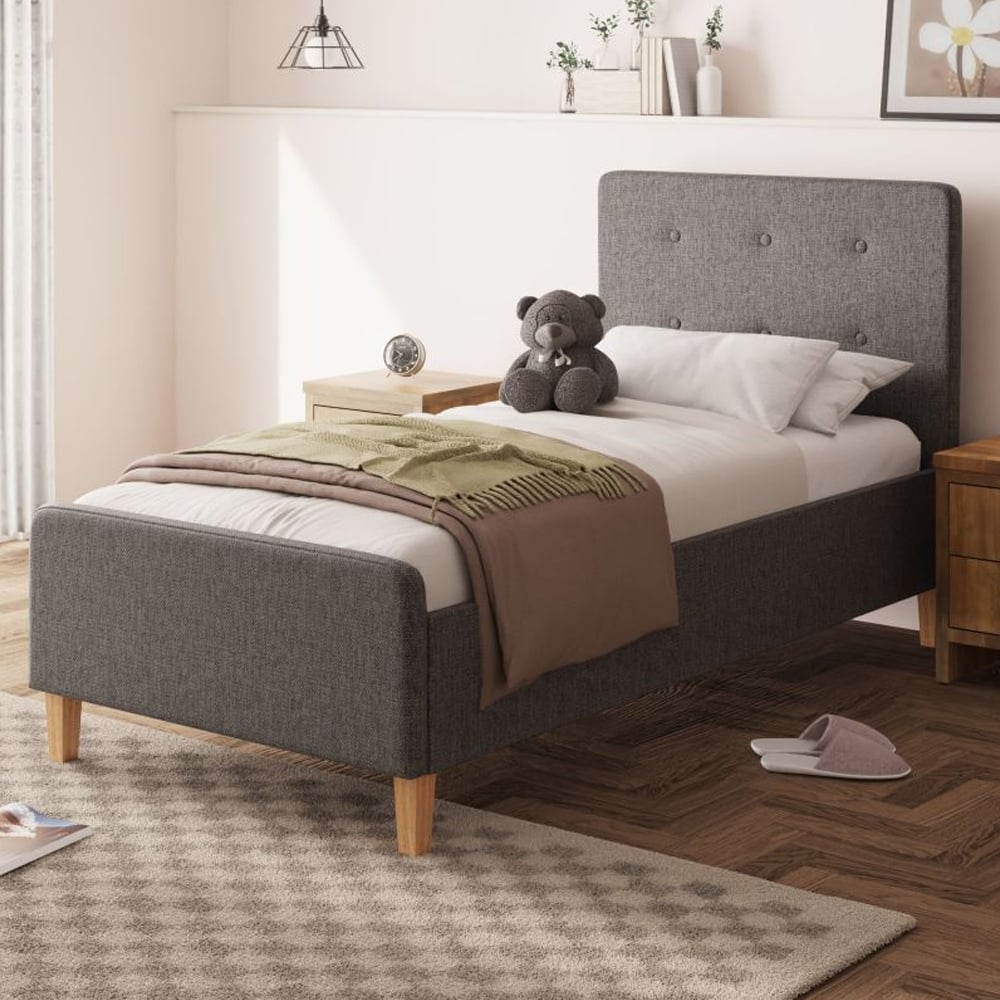 Alkham Fabric Ottoman Storage Single Bed In Dark Grey