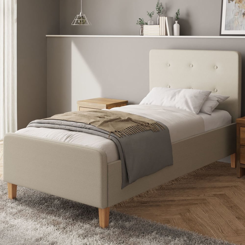 Alkham Fabric Ottoman Storage Single Bed In Natural