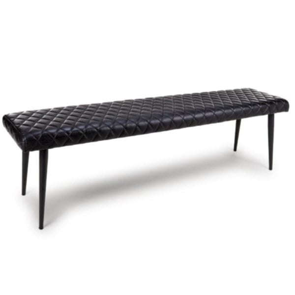 Allen Leather Dining Bench In Black | Bed Sava