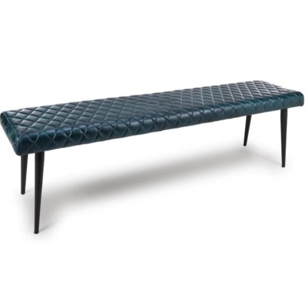 Allen Leather Dining Bench In Blue | Bed Sava