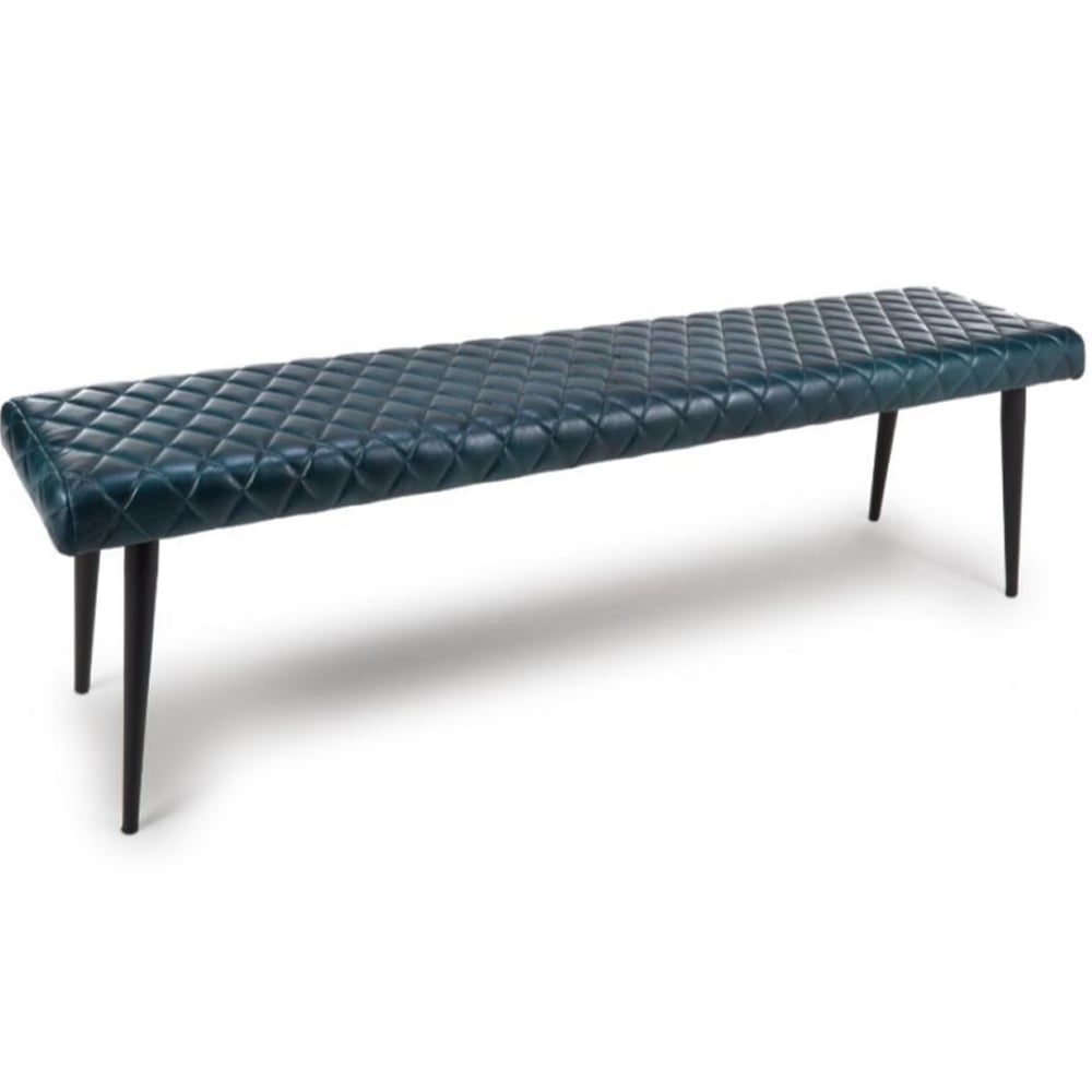 Allen Leather Dining Bench In Blue