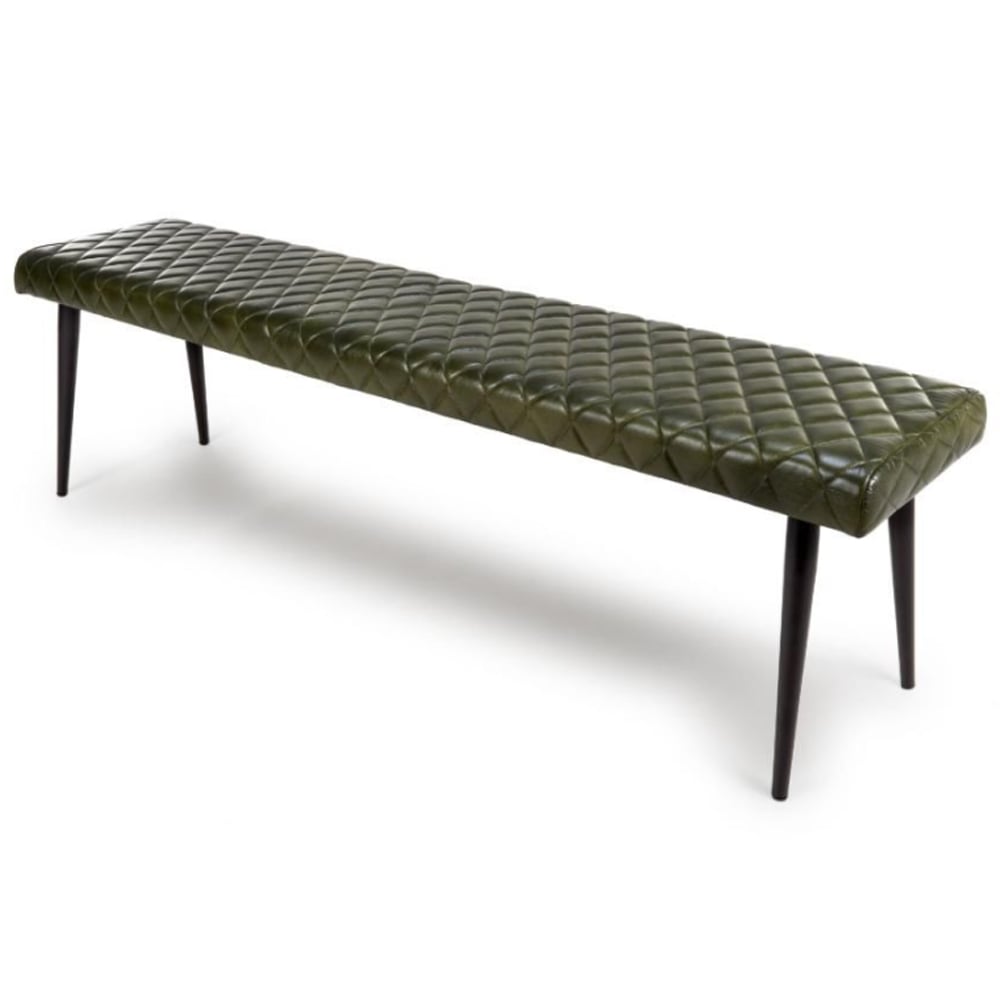 Allen Leather Dining Bench In Green