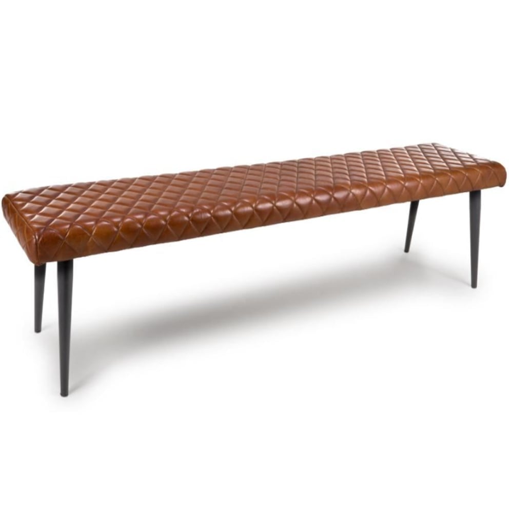 Allen Leather Dining Bench In Tan