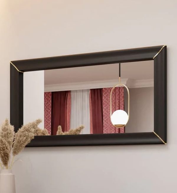 Allen Wall Mirror With Black Wooden Frame | Bed Sava