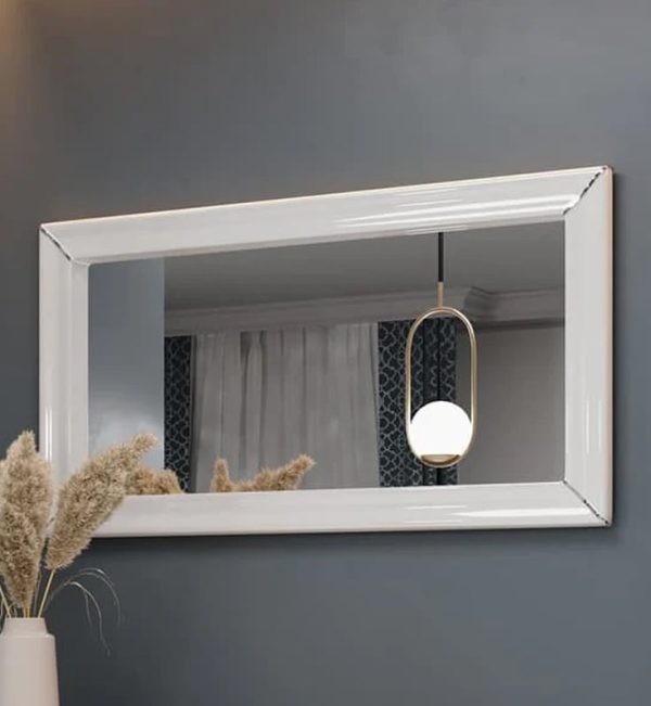Allen Wall Mirror With White Wooden Frame | Bed Sava
