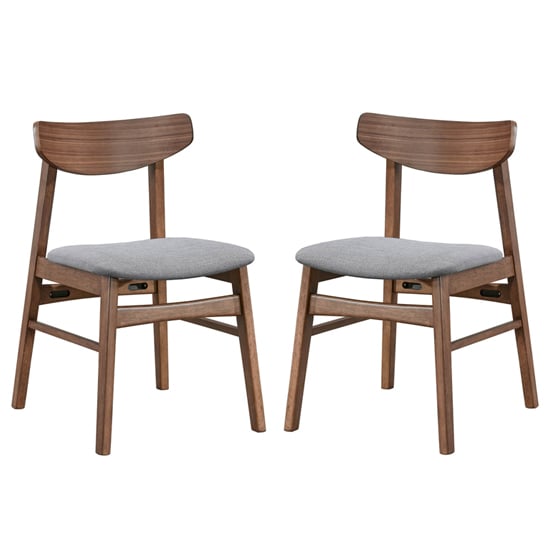 Allen Walnut Wooden Dining Chairs In Pair