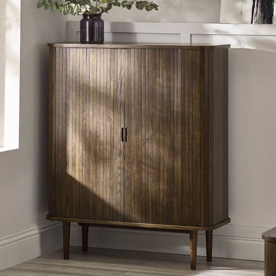Allen Wooden Drinks Cabinet With 2 Sliding Doors In Dark Oak