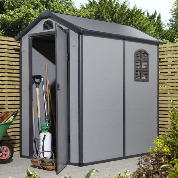 Alloya Plastic Garden Apex Shed In Light Grey 4×6 | Bed Sava