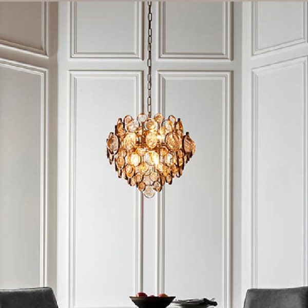 Allston Amber Glass Pendent Ceiling Light In Antique Gold | Bed Sava