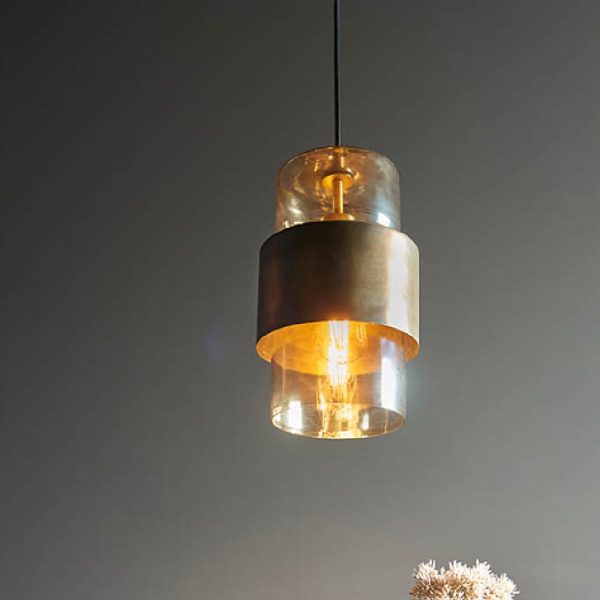 Allston Champagne Glass Shade Pendant Ceiling Light In Brass | Bed Sava