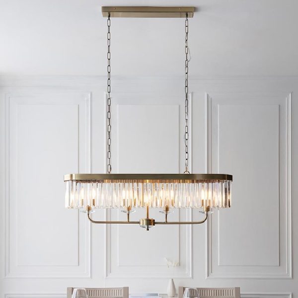 Allston Faceted Glass Linear Pendant Ceiling Light In Brass | Bed Sava