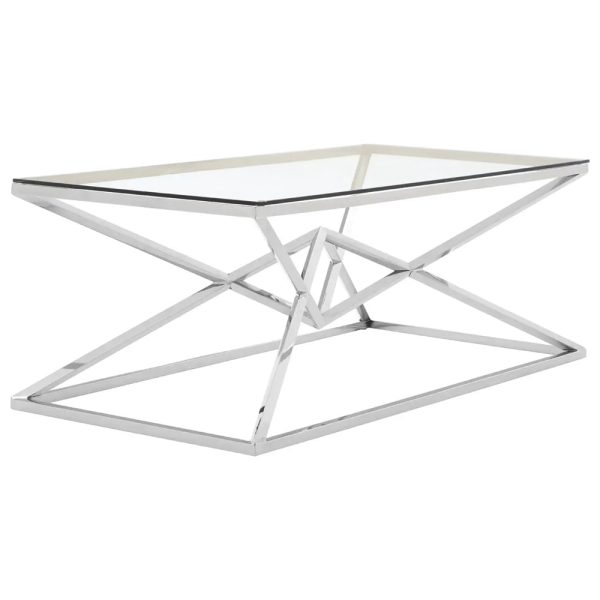 Allston Glass Coffee Table With Corseted Silver Frame | Bed Sava