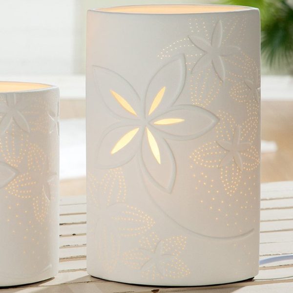 Allegan Large Porcelain Floral Design Table Lamp In White | Bed Sava