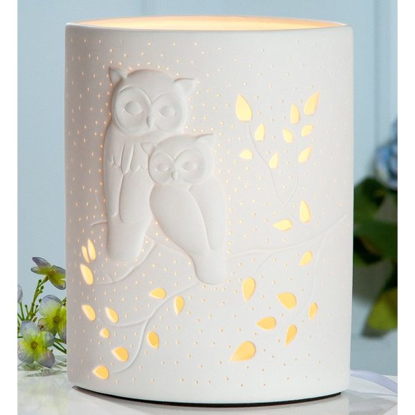 Allegan Large Porcelain Owl Design Table Lamp In White | Bed Sava