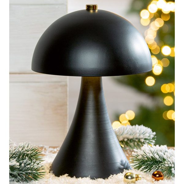Allston Metal Mushroom LED Table Lamp In Black | Bed Sava