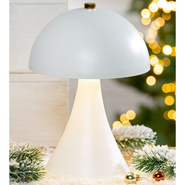 Allston Metal Mushroom LED Table Lamp In White | Bed Sava