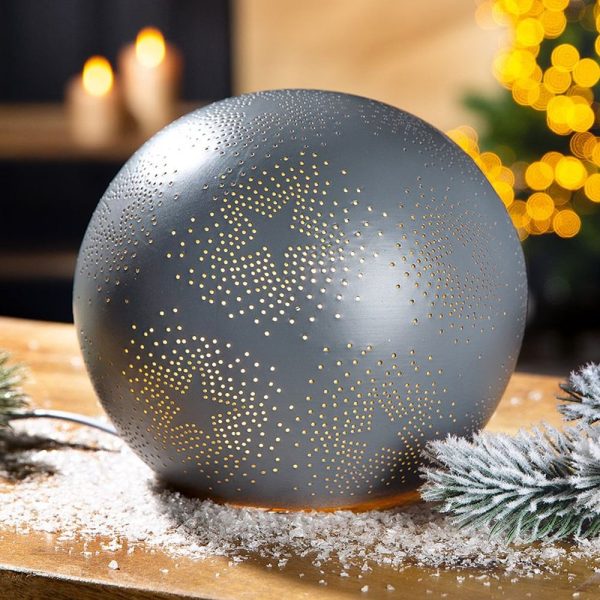Allegan Porcelain Ball Star Design Table Lamp In Grey | Bed Sava