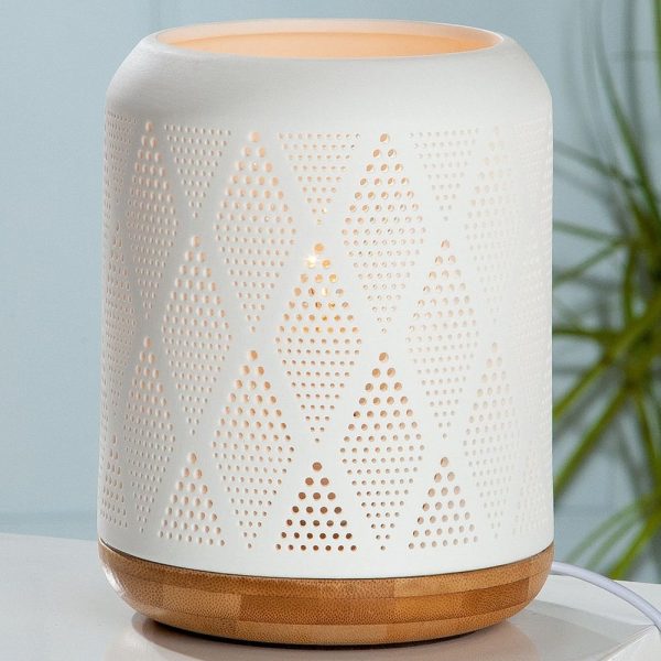 Allegan Porcelain Diamond Design Table Lamp In White | Bed Sava
