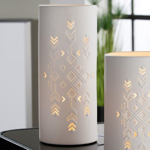 Allegan Porcelain Graphic Design Table Lamp In White | Bed Sava