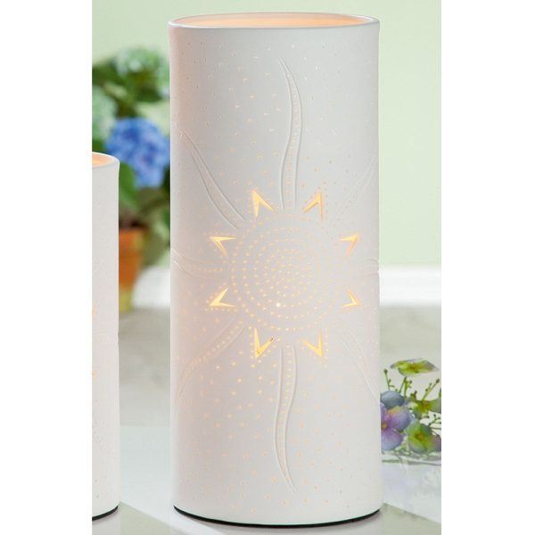 Allegan Porcelain Sun Design Table Lamp In White | Bed Sava