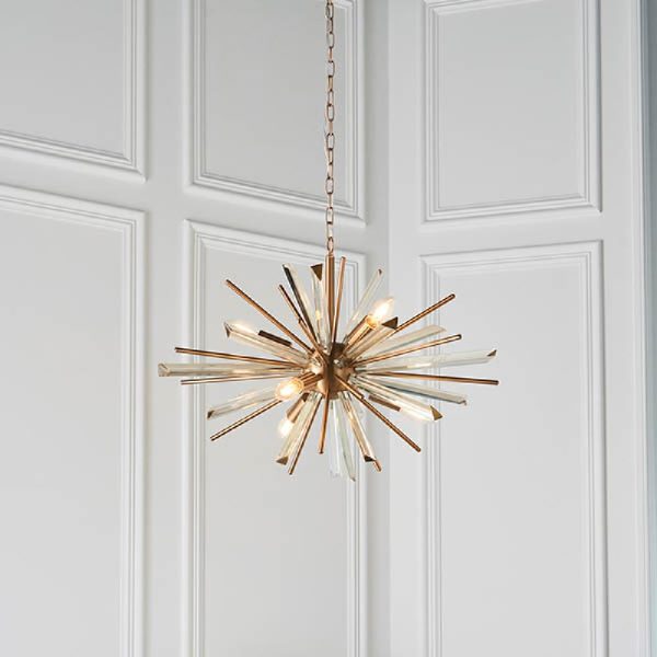 Allston Prism Glass Pendant Ceiling Light In Antique Brass | Bed Sava