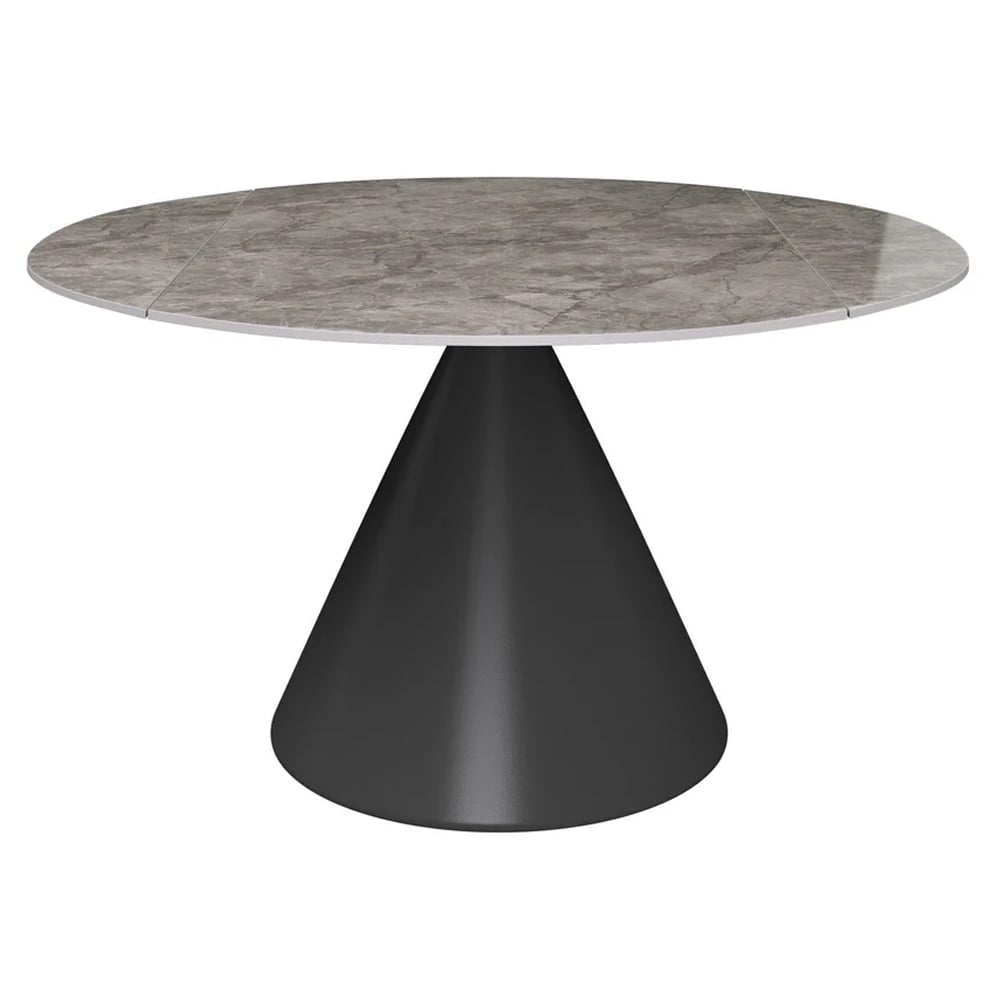 Allston Round Ceramic Extending Dining Table In Gloss Grey