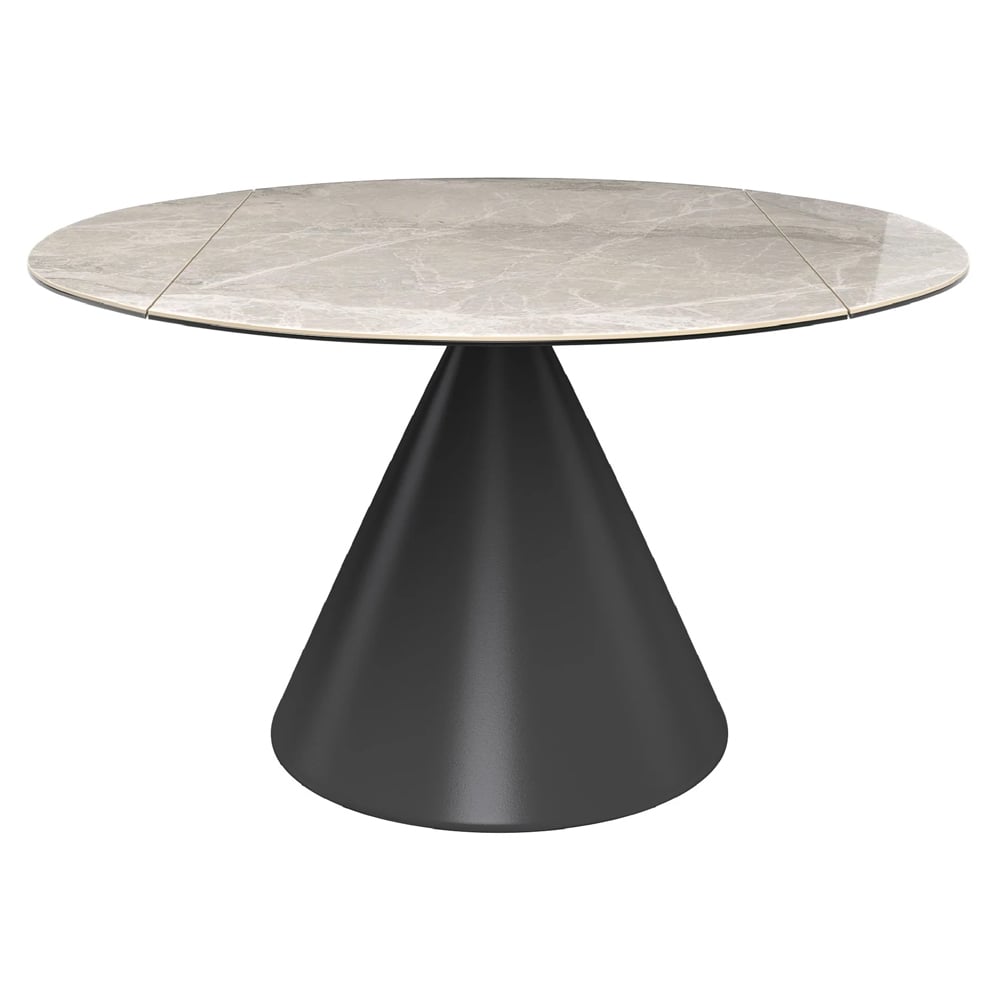 Allston Round Ceramic Extending Dining Table In Light Grey