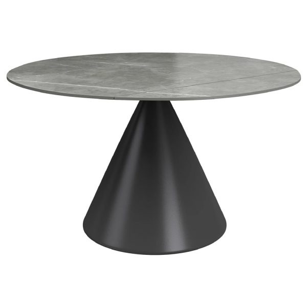Allston Round Ceramic Extending Dining Table In Matte Grey | Bed Sava