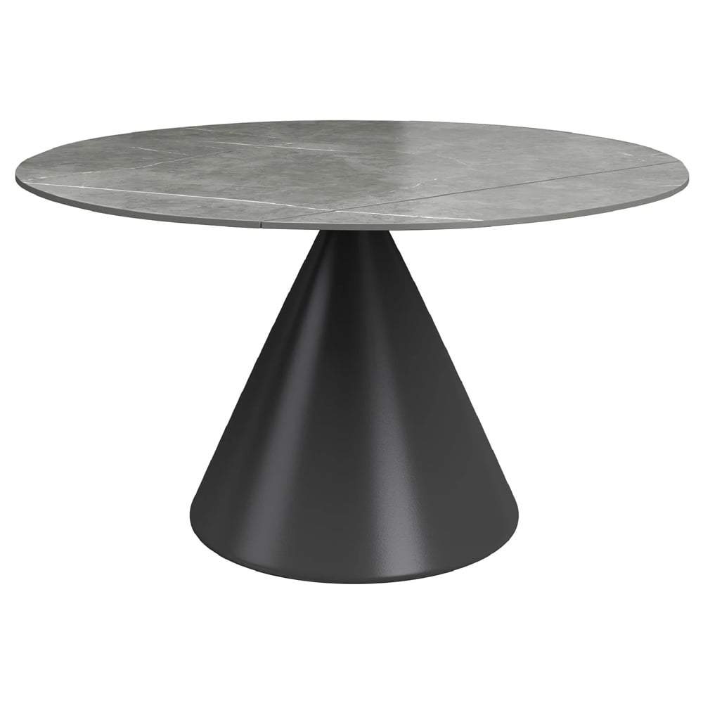 Allston Round Ceramic Extending Dining Table In Matte Grey