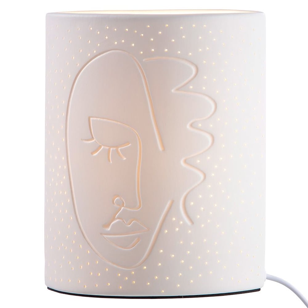 Allegan Small Porcelain Face Design Table Lamp In White