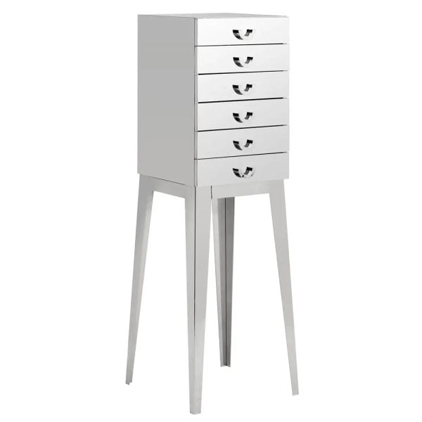 Allston Wooden Console Table With 6 Drawers In Silver | Bed Sava