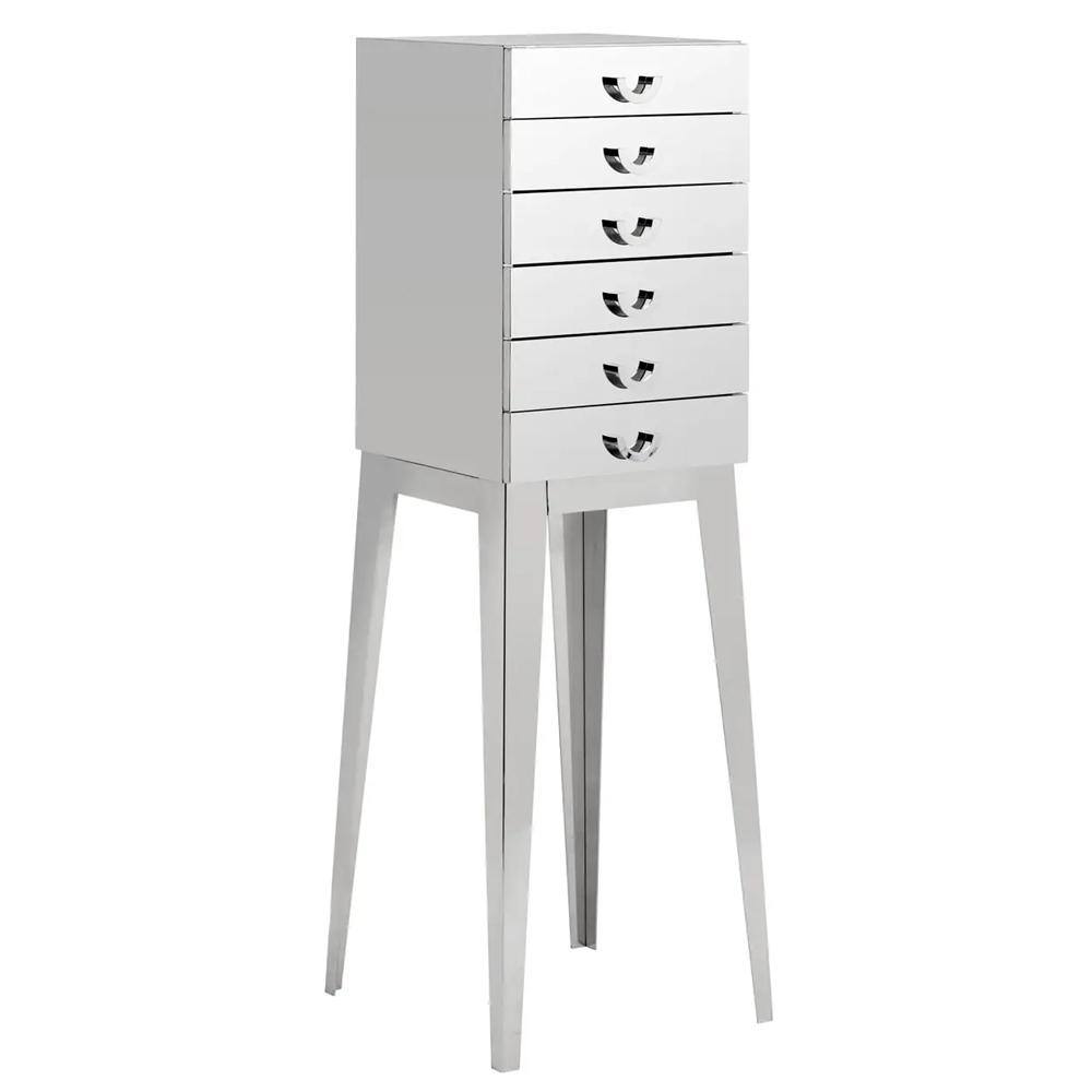Allston Wooden Console Table With 6 Drawers In Silver