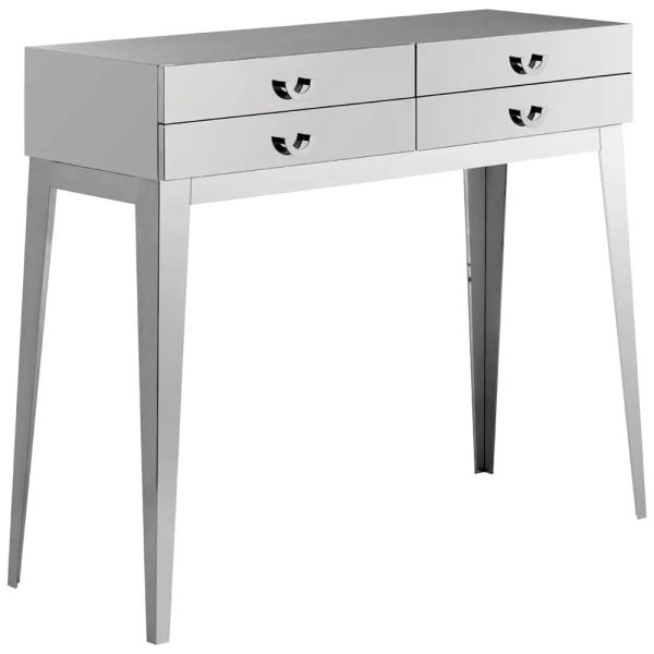 Allston Wooden Console Table With 4 Drawers In Silver | Bed Sava