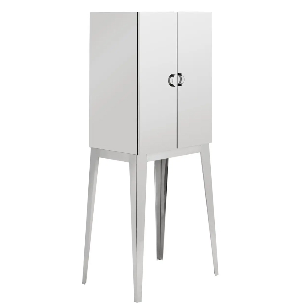 Allston Wooden Storage Cabinet With 2 Doors In Silver