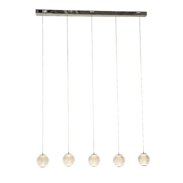 Allure 5 Light Acrylic Shade Bar Ceiling Pendant Light In Chrome | Bed Sava