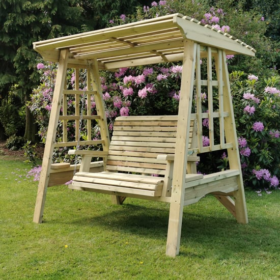 Alperton Small Wooden Garden Swing Seat In Natural