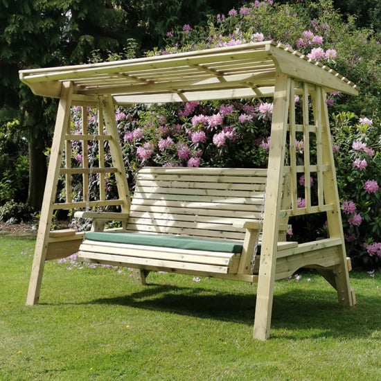 Alperton Large Wooden Garden Swing Seat In Natural