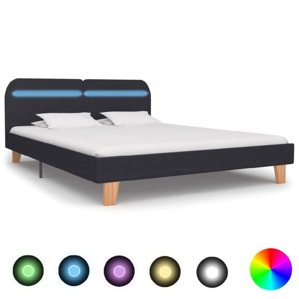 Alpharetta Fabric King Size Bed In Dark Grey With LED | Bed Sava
