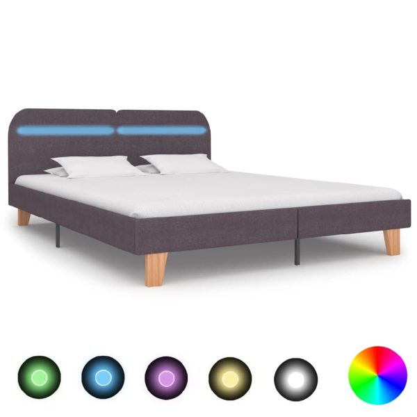 Alpharetta Fabric King Size Bed In Taupe With LED | Bed Sava